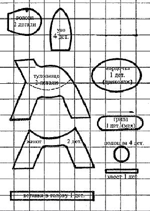 Выкройка детской игрушки "Ослик"