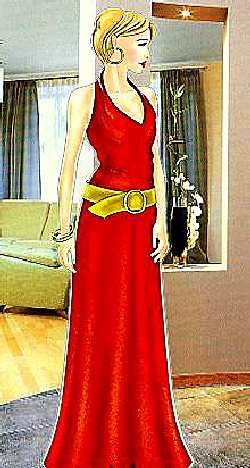 Красное вечернее платье.