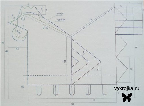 Выкройка подушки "курочка ряба"