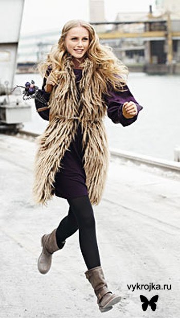 Выкройка длинного жилета из меха