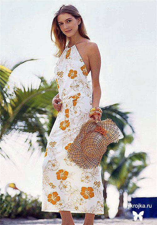 Выкройка Трикотажного пляжного платья с запахом